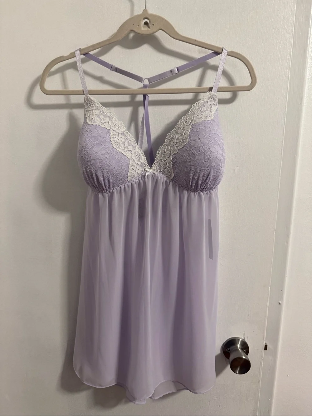 Apr. 9 Lilac Lace-Trim Chemise 2 Piece Set